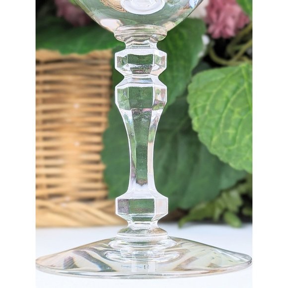 Vintage 1950s Clear Crystal Champagne Glass Platinum Trim MCM Bar Sherbet Glass - Picture 5 of 7